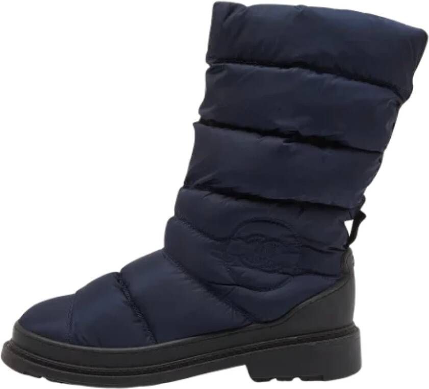 Chanel Vintage Pre-owned Nylon boots Blue Dames