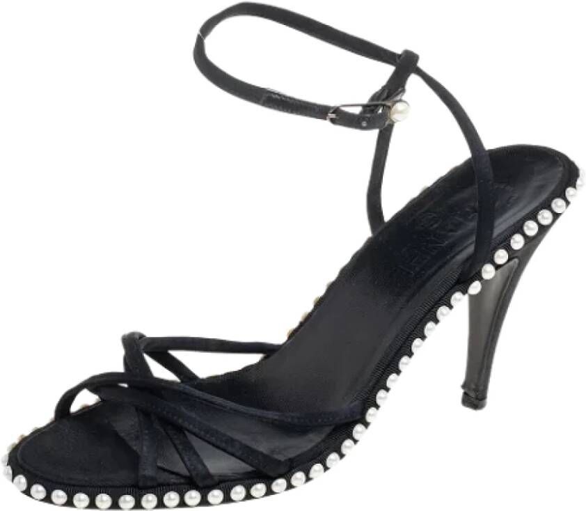 Chanel Vintage Pre-owned Satin sandals Black Dames