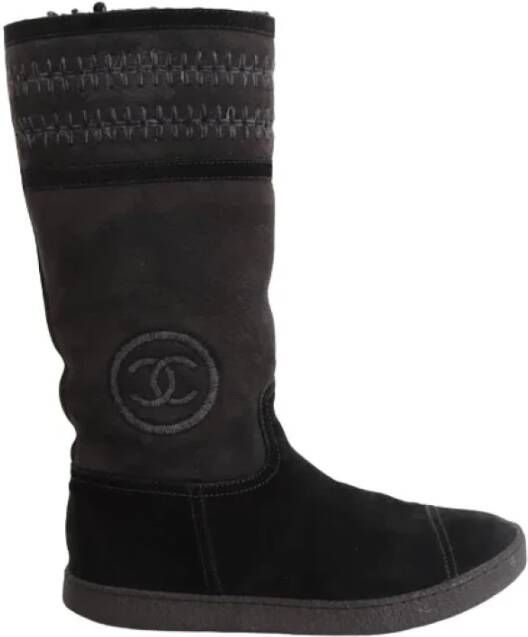Chanel Vintage Pre-owned Suede boots Black Dames