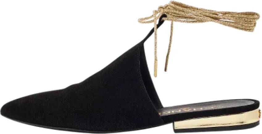 Chanel Vintage Pre-owned Suede flats Black Dames