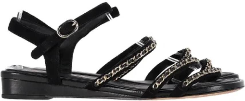 Chanel Vintage Pre-owned Suede flats Black Dames