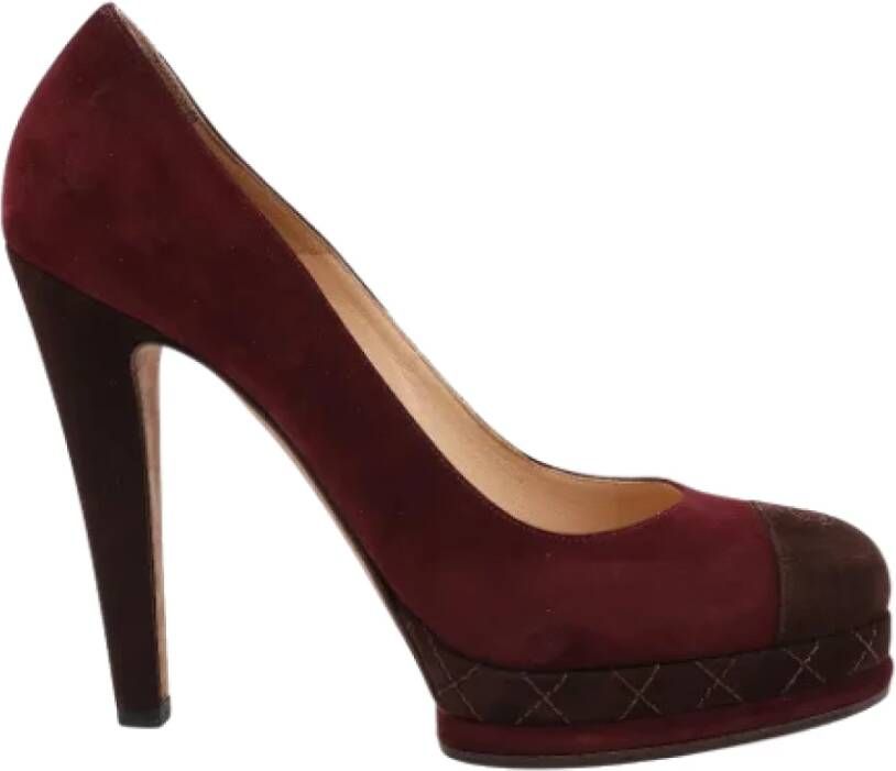 Chanel Vintage Pre-owned Suede heels Red Dames