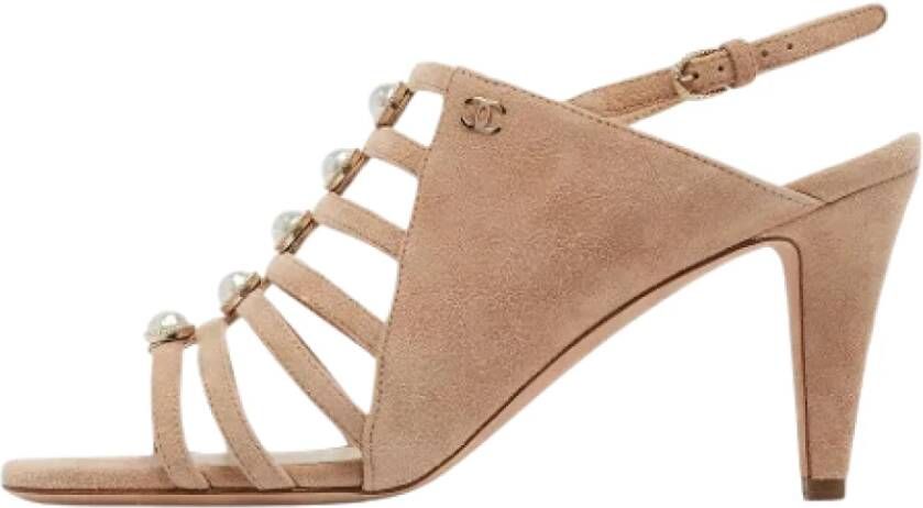 Chanel Vintage Pre-owned Suede sandals Beige Dames
