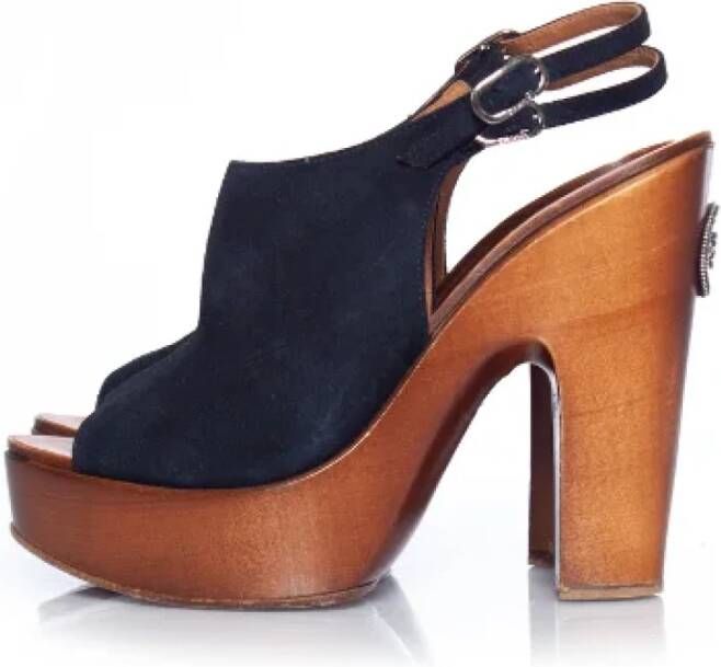 Chanel Vintage Pre-owned Suede sandals Blue Dames