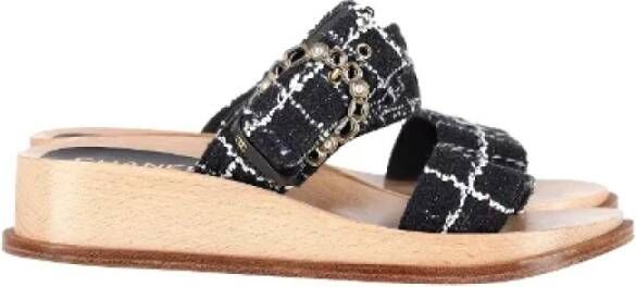 Chanel Vintage Pre-owned Wool sandals Black Dames