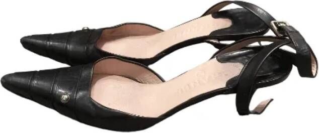 Chanel Vintage SlingBack Leren Sandalen Zwart Black Dames