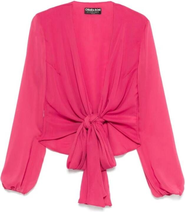 Chiara Boni Framboosroze Diepe V-hals Shirt
