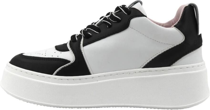 Chiara Ferragni Collection Witte zwarte leren lage school sneakers White Dames - Foto 2