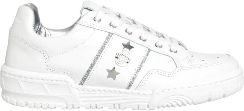 Chiara Ferragni Collection Witte Leren Sneakers met Metalen Accenten White Dames