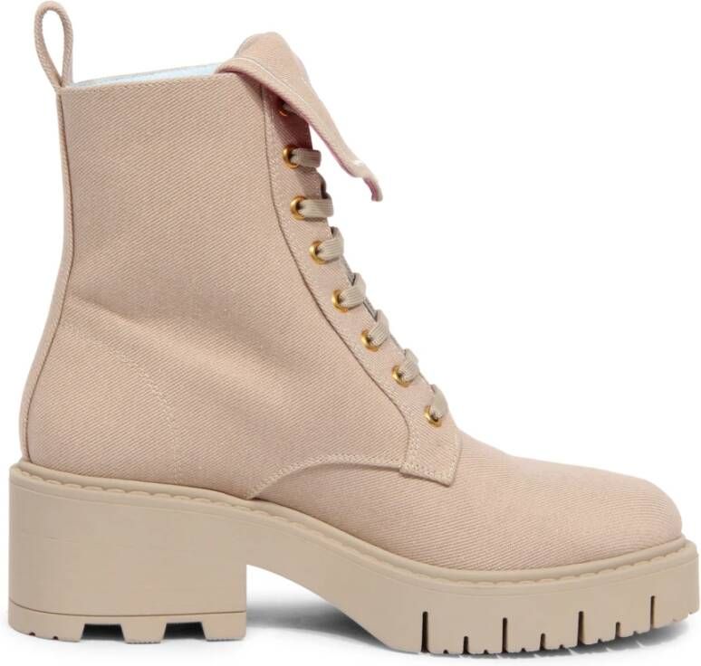 Chiara Ferragni Collection Geborduurde Denim Bootie Beige Dames
