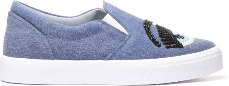 Chiara Ferragni Collection Denim Slip-On Sneakers Blue Dames