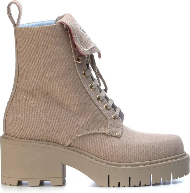 Chiara Ferragni Collection Geborduurde Denim Bootie Beige Dames