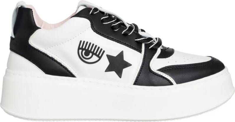 Chiara Ferragni Collection Witte zwarte leren lage school sneakers White Dames - Foto 3