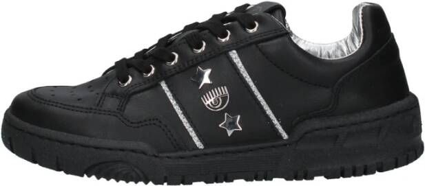 Chiara Ferragni Collection Zwarte Zilveren CF1 Lage Top Leren Sneakers Black Dames