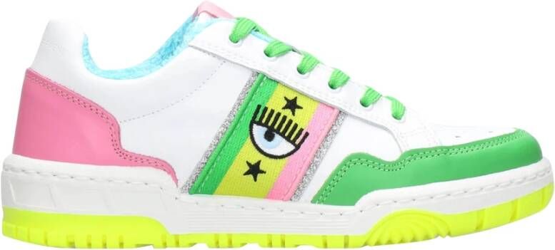 Chiara Ferragni Collection Witte Leren CF1 Sneakers met Multikleurige Details Green Dames - Foto 3