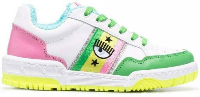 Chiara Ferragni Collection Witte Leren CF1 Sneakers met Multikleurige Details Green Dames - Foto 5