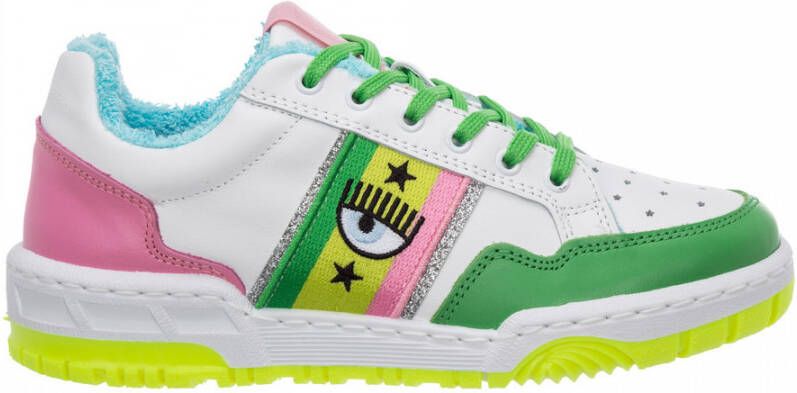 Chiara Ferragni Collection Witte Leren CF1 Sneakers met Multikleurige Details Green Dames - Foto 2
