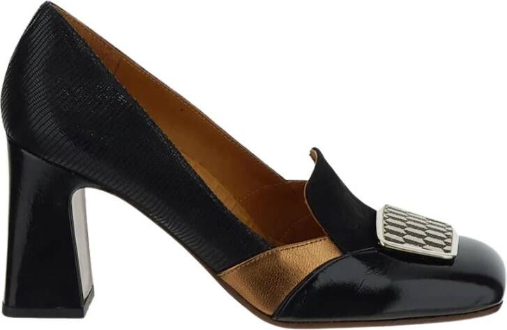 Chie Mihara Zwarte platte schoenen met geometrische print Black Dames