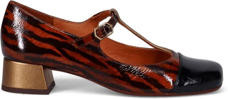 Chie Mihara Dierenprint Leren Hakken Brown Dames