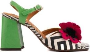 Chie Mihara Bloemenleren sandalen Green Dames