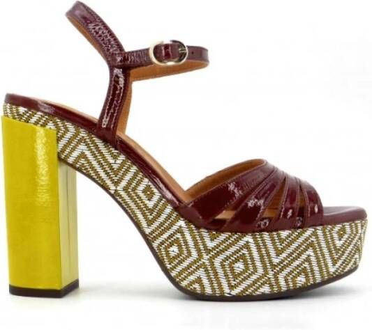 Chie Mihara Bruine & Gele Lakleren Sandalen