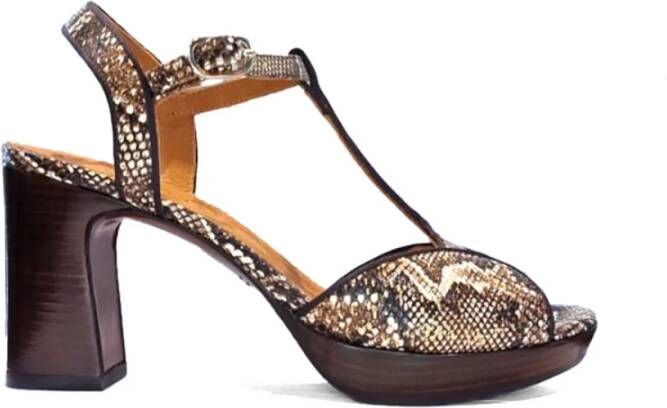 Chie Mihara Bruine leren enkelband sandalen