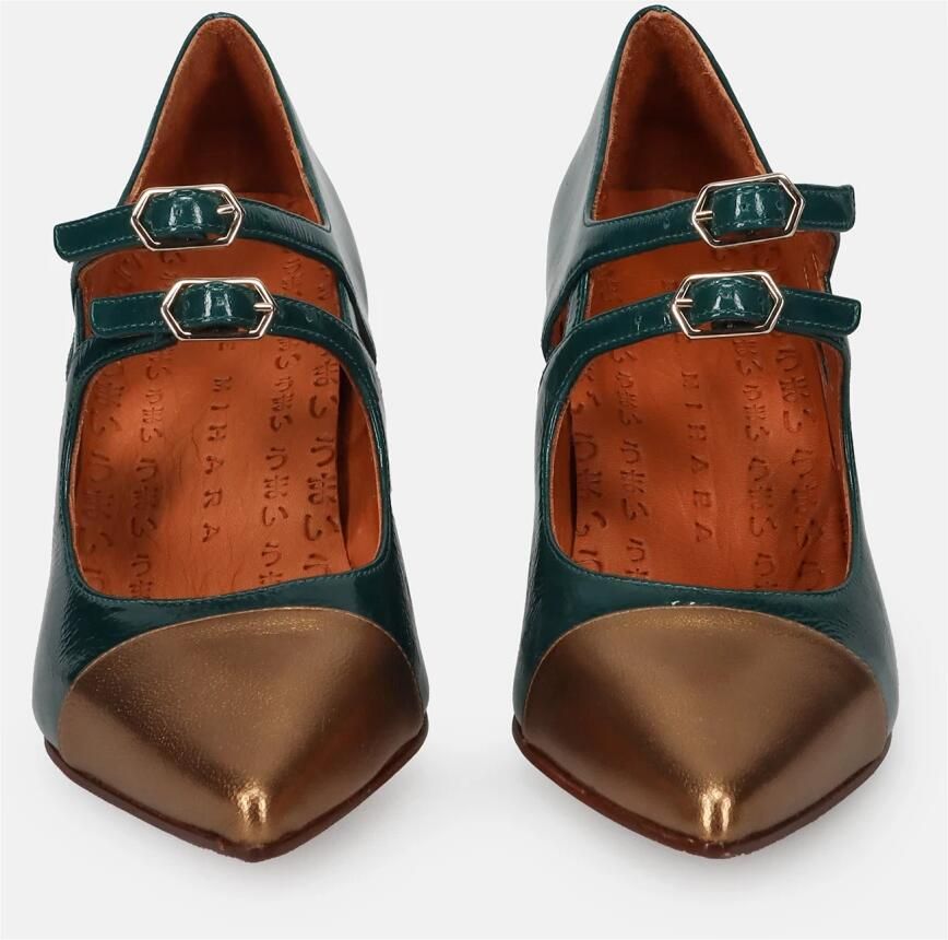 Chie Mihara Brons Groen Zwarte Leren Hakken