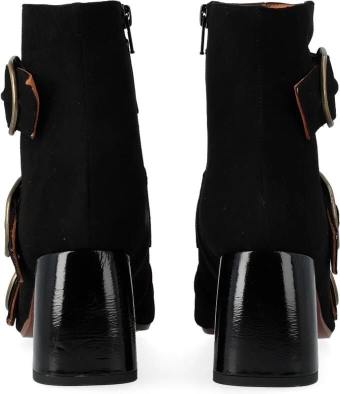 Chie Mihara Zwarte suède enkellaars met rits en gespen