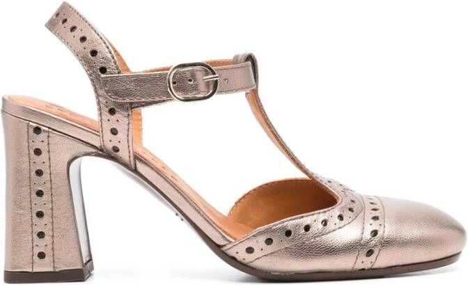 Chie Mihara Goudkleurige Gespband Hoge Hak Schoenen Yellow Dames