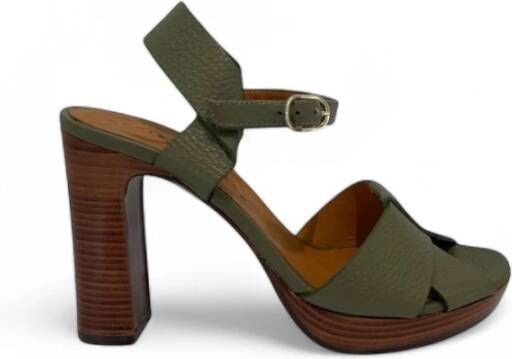 Chie Mihara Groene Sandalen met Houten Hak
