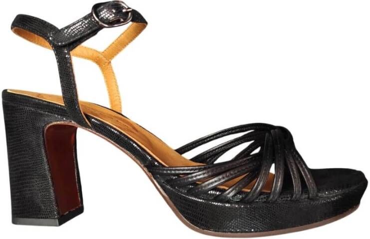 Chie Mihara Metallic Zwarte Leren Sandalen