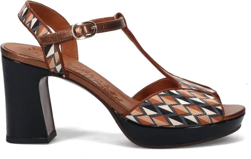 Chie Mihara Sandalen met geometrisch patroon en hak Brown Dames