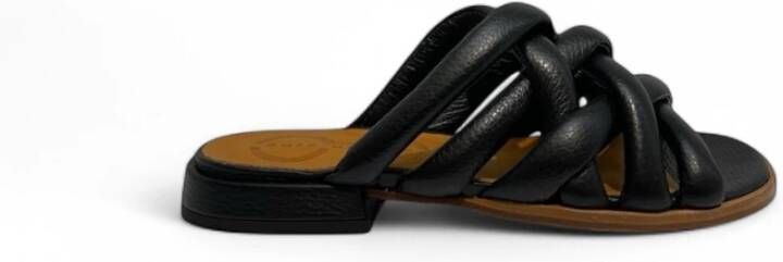 Chie Mihara Zwarte geweven lage hak sandalen