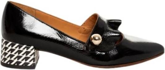 Chie Mihara Zwarte Lakleren Loafer met Franjes en Hak