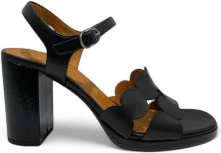 Chie Mihara Zwarte leren golfsandalen