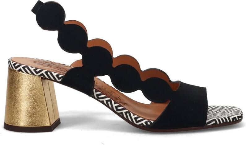 Chie Mihara Zwarte Suède Sandalen met Geometrisch Patroon Black Dames