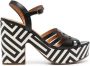 Chie Mihara Zwarte Witte Kalfsleren Schoenen met Meerdere Bandjes en Hoge Hak Multicolor Dames - Thumbnail 1