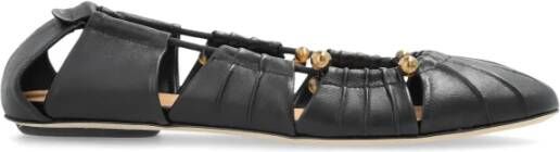 Chloé Leren Ballerina Flats met Hardware Versiering Black Dames