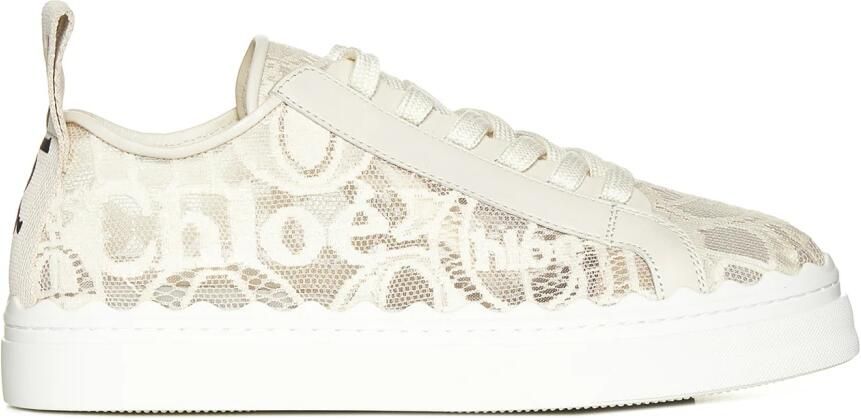 Chloé Beige Kant Sneakers met Leren Details - Foto 3