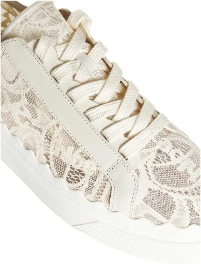 Chloé Beige Kant Sneakers met Leren Details - Foto 2