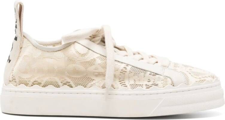 Chloé Lauren sneaker van kant met kalfsleren details