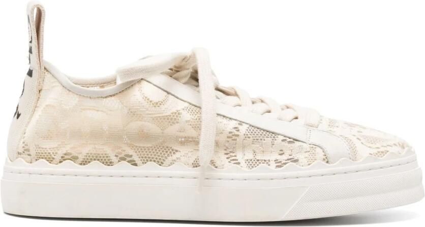 Chloé Lauren sneaker van kant met kalfsleren details