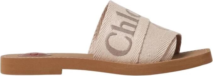 Chloé Blauwe Canvas Slide Sandalen