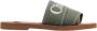 Chloé Bosgroene Katoenen Woody Sandalen Green Dames - Thumbnail 9
