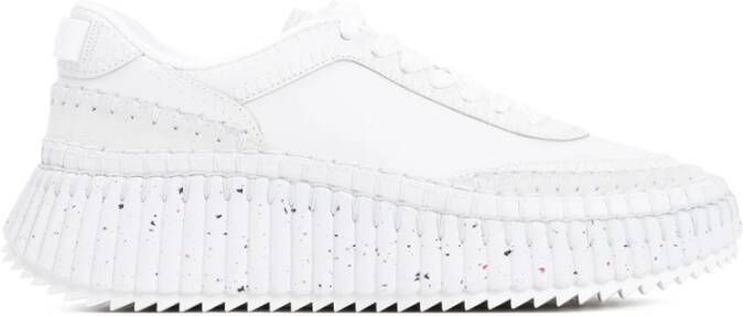 Chloé Witte Leren Sneakers met Mesh Design White Dames