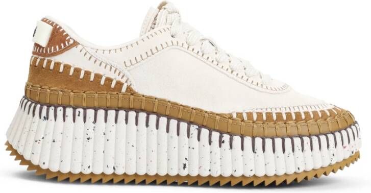 Chloé Bruin & Wit Suède Sneakers Beige Dames