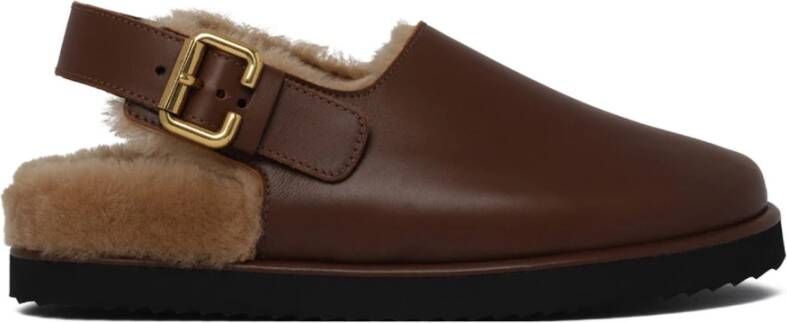 Chloé Bruin Leren Sandalen met Shearling Binnenzool