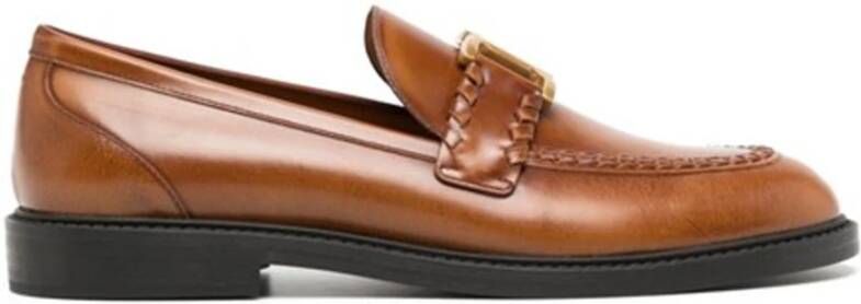 Chloé Bruine leren loafers voor vrouwen