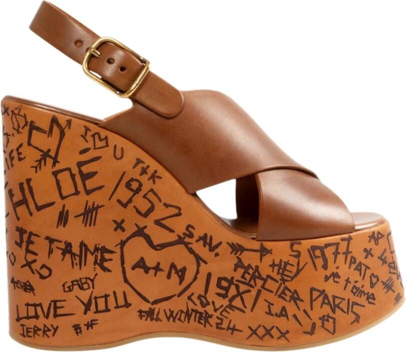 Chloé Bruine leren sandalen