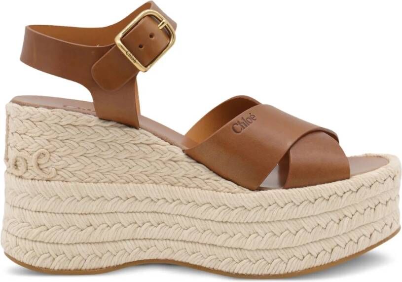 Chloé Bruine leren sandalen met TPU-zool